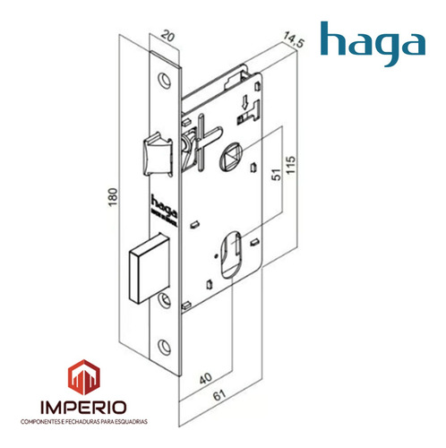 Fechadura Haga Interna Quarto Espelho Cinza 21960b