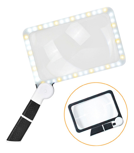 Lupa Plegable De Cristal Para Lectura Con 48 Luces Led Comp