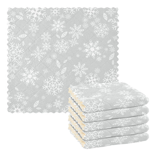 Paños De Limpieza Reutilizables De Invierno Con Copos De Nie