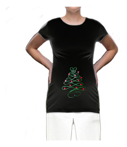 Playera De Maternidad Embarazo Árbol De Navidad Miky Espiral