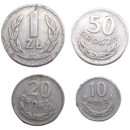 Monedas Polonia 1 Zlotych 50,20 Y 10 Grosz Aluminio 4 Piezas