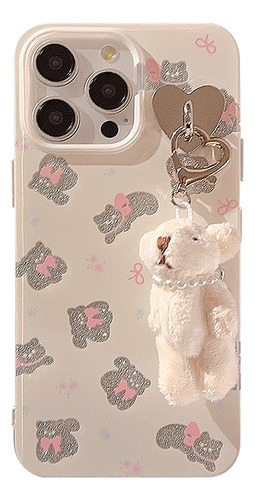 Funda De Teléfono Con Colgante Glitter Cat Pearl Bear Para I