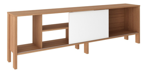 Mueble Para Tv 65 Rack Moderno Con Puerta Corrediza Al/bl Color Marrón claro