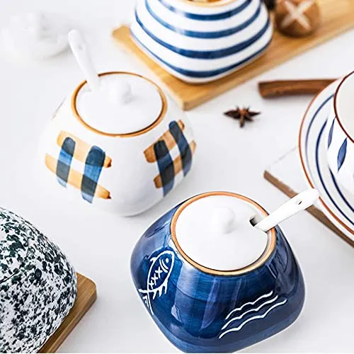 Recipiente De Porcelana Para Condimentos Y Especias Con Jueg