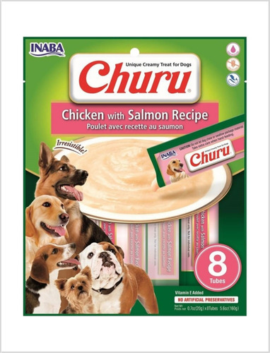 Churu Para Perros De Pollo Con Salmon 8 Tubos