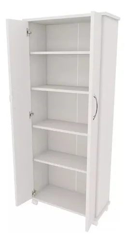 Armário Organizador Multiuso 4 Prateleiras 2 Pts C/ Rodinhas Branco