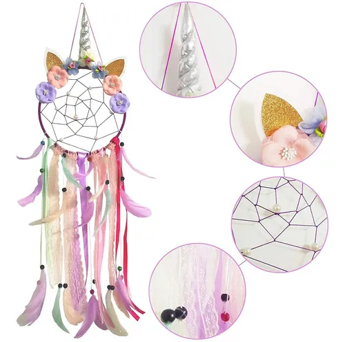Atrapasueños Unicornio 2 Piezas Hecho A Mano Atrapa Sueños