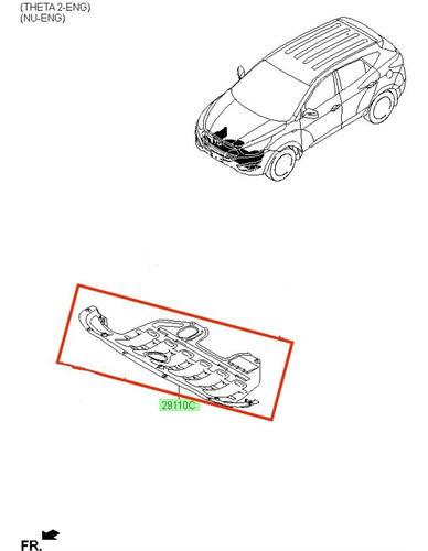 Imagen 2 de 9 de Cubre Motor Inferior Para Hyundai Tucson Tm 2011 2014