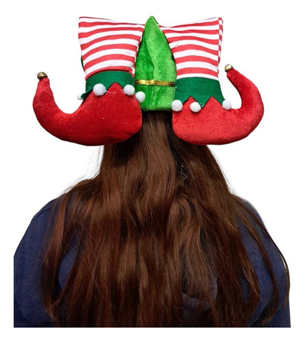 Gorro Pies Duende Santa Claus Navideño Navidad Para Adulto Color Rojo/verde