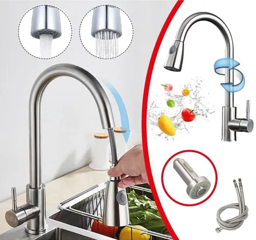 Llave Mezcladora Fregadero Acero Inox C Regadera D Repuest