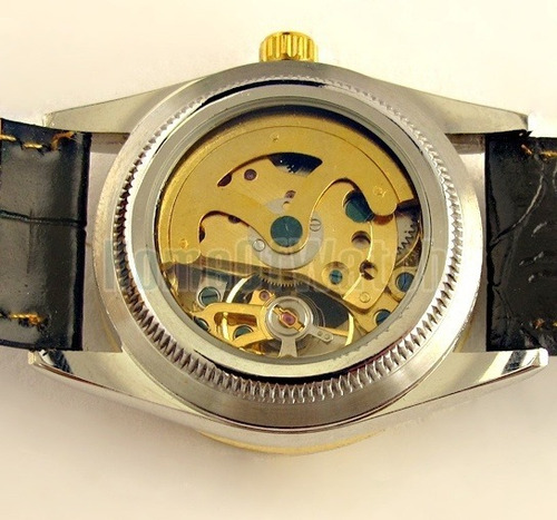 Relógio De Luxo Skeleton Feminino Strass Dourado Winner