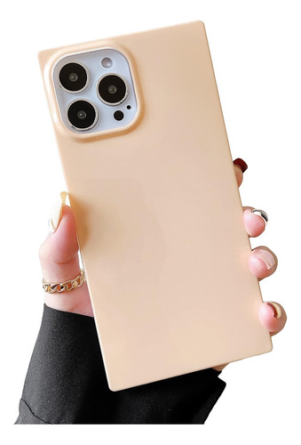 Funda Para iPhone 13 Pro - Beige Cuadrada De Silicona