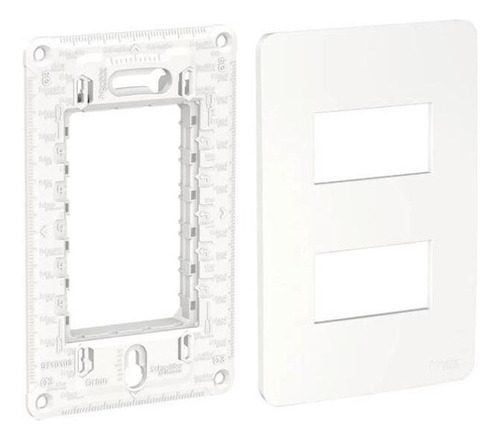 Placa 4 X 2 -2 Mod Separ. Br + Suporte Orion Schneider Cor Branco