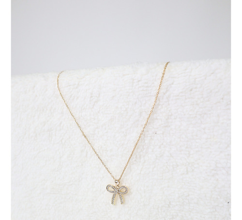 Collar Fiesta Moño Corazon Perla Stras Coquette Plata Dorado