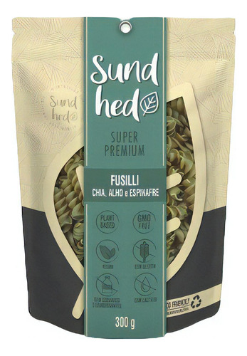 Kit 2x: Fusilli Chia/alho/espinafre Sem Glúten Sundhed 300g