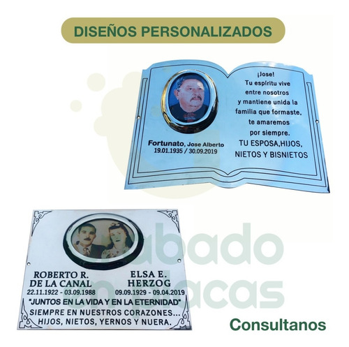 Imagen 2 de 5 de Placa Recordatoria Cementerio 25x15 Con Foto A Color