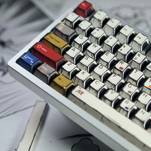 Capa Para Teclas Pbt Comic Style Keycaps Cherry 141 Teclas Branco Inglês Us