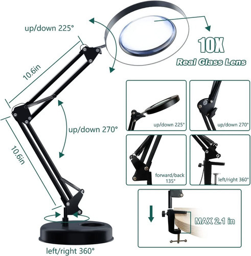 Lupa Con Luz Y Soporte, Lámpara De Aumento 10x, Lupa De E