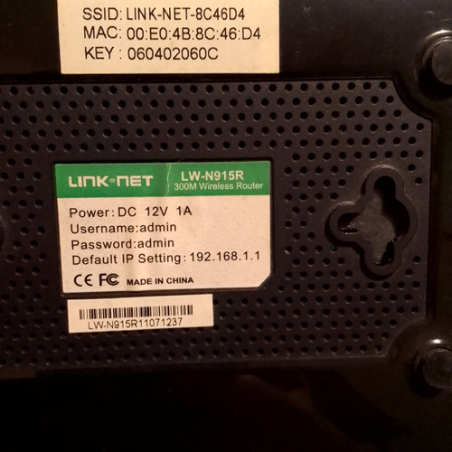 Router Inalámbrico Link-net Dos Antenas 300mbps. Usado. (Usado)