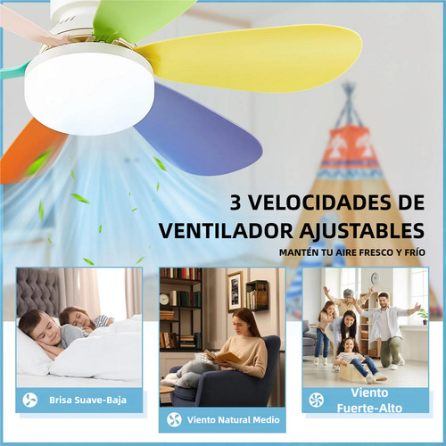 Ventilador De Techo Led E27 40w Con Lámpara Y Control Remoto