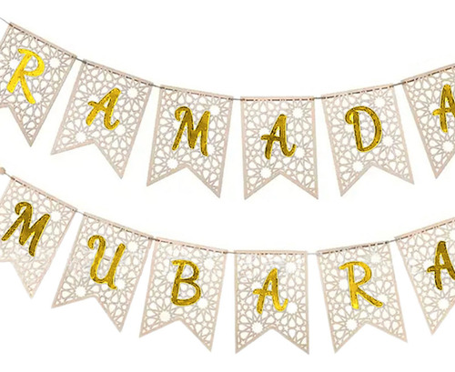 Ramadan Banner Pull Flag Decoraciones Musulmanas Props Oro