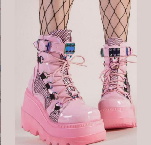 Estilo Gótico, Botas De Dama De Alto Tacón Gruesas
