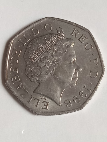 Inglaterra 1998. Moneda 50 Peniques. Reina Elizabeth. Mira!! (Usado)