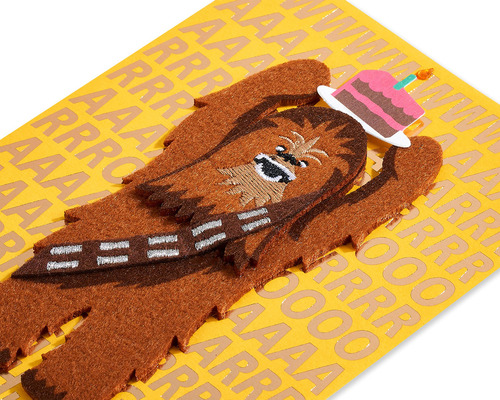 Tarjeta De Cumpleaños Star Wars Chewbacca Con Pastel Multico
