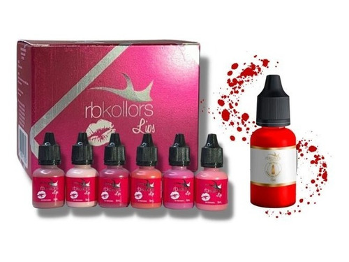 Kit 6 Pigmentos Lips Lábios Rbkollors + Vermelho Insano 15ml
