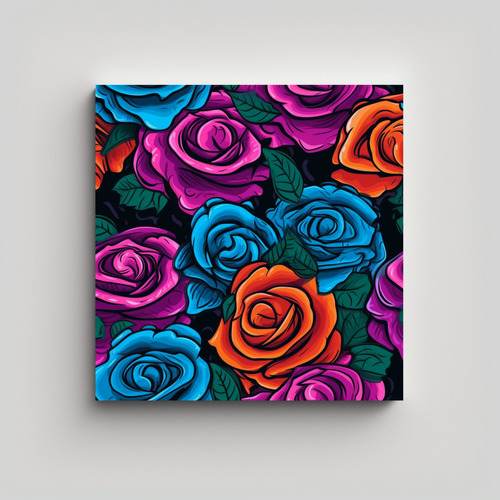 Cuadro Bastidor Madera Creativa Ramo Mural 40x40cm Flores