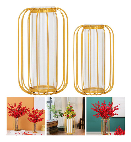 2x Florero Nórdico Soporte Dorado Florero De Vidrio Oficina