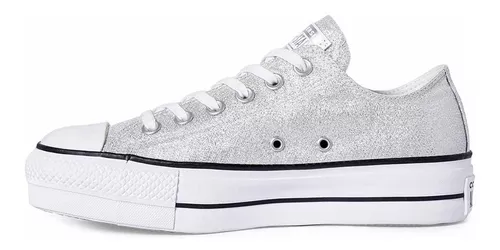 Zapatilla Converse Plataforma All Star Lift Ox Plata