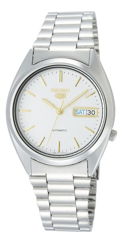 Reloj Automatico Para Hombre Seiko Snxg47 Clasico, 37 Mm Color de la correa Plateado Color del bisel Plateado Color del fondo Blanco