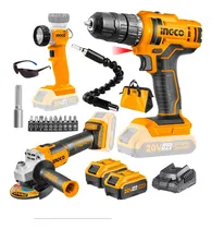 Comprar Set Taladro Atornillador + Amoladora + Linterna Ingco Puntas Color Amarillo Frecuencia 50Hz 60Hz