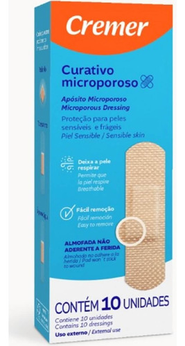 Curativo Microporoso Fácil Remoção 10 Unidades Cremer
