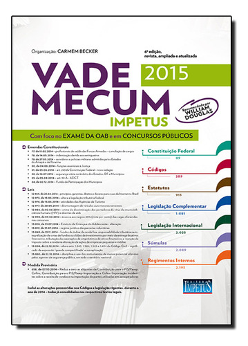Vade Mecum Impetus Para Oab E Concursos 2015, De Carmem  Becker. Editora Impetus, Capa Dura Em Português