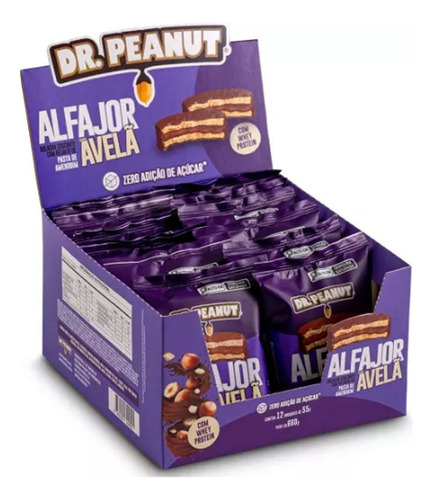 Alfajor Biscoito Bolacha Pasta De Amendoim 12uni - Dr Peanut Sabor Avelã