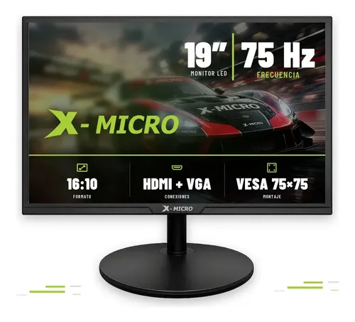 Monitor X-Micro 19" LED 75Hz HDMI VGA para PC y Notebook