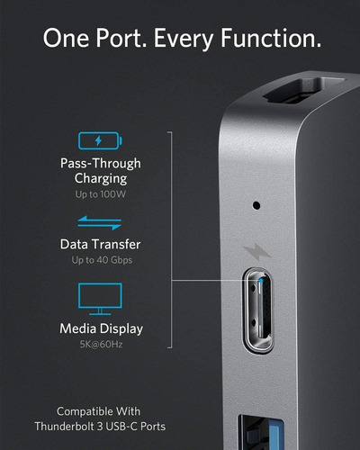 Imagen 6 de 7 de Hub Usb-c - Anker - 2 Usb-a - 2 Usb-c - Hdmi - Sd - Pd - Tb