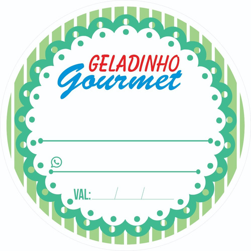 Etiqueta Adesivo Geladinho Gourmet 4x4cm 250 Un Cor Verde