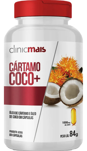 Óleo De Cartamo + Óleo De Coco 60 Cápsulas 1000mg Clinicmais Sabor Sem Sabor
