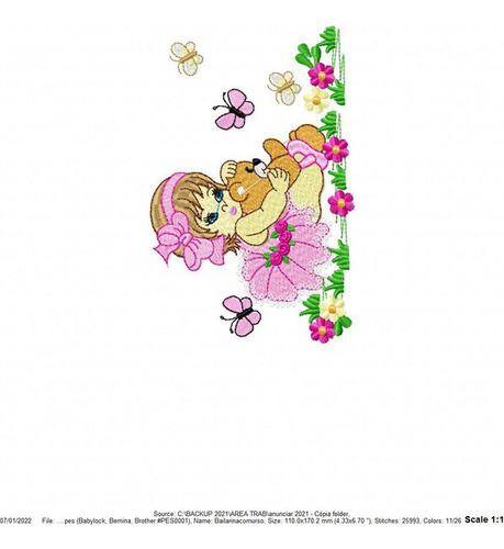 Matriz Bordado Znb5816 Bailarina Com Urso