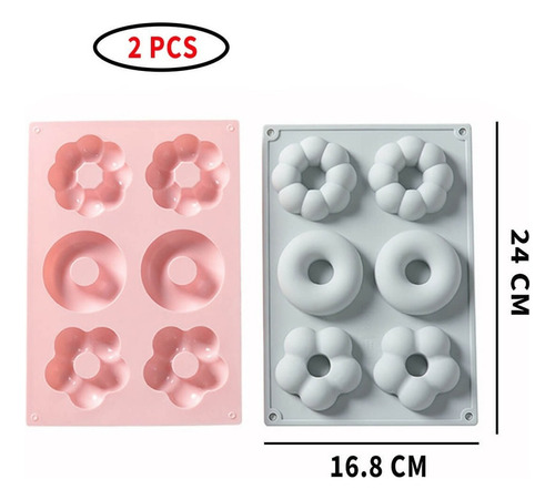 Cf Kit 2 Formas De Silicone Para Rosquinhas Assadas Flores