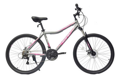 Bicicleta urbana Roma Brava 2.0 R26 21v frenos de disco mecánico color gris/rosa con pie de apoyo