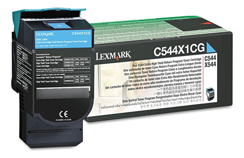 Toner Lexmark C544x1cg C544 Cyan Repuesto Tinta Original.