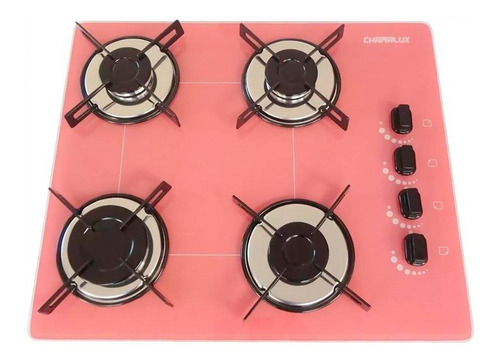 Fogão Cooktop Gás Chamalux 4 Bocas Ultra Chama Rosa Bivolt 127V/220V