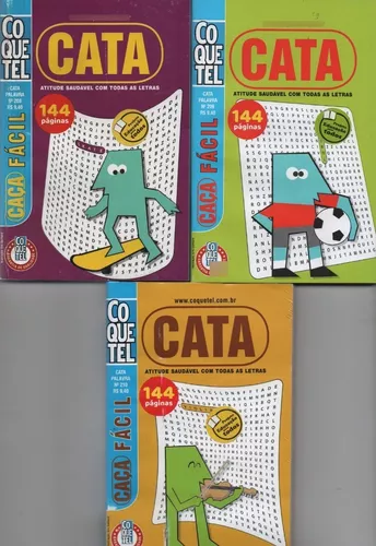 Kit 3 Revistas Coquetel Caça Palavras Busca Palavras Cata Palavras Total  129 Páginas