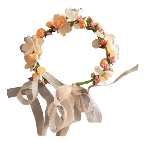 Corona Floral Tocado De Novia Diadema De Flores Con Cinta