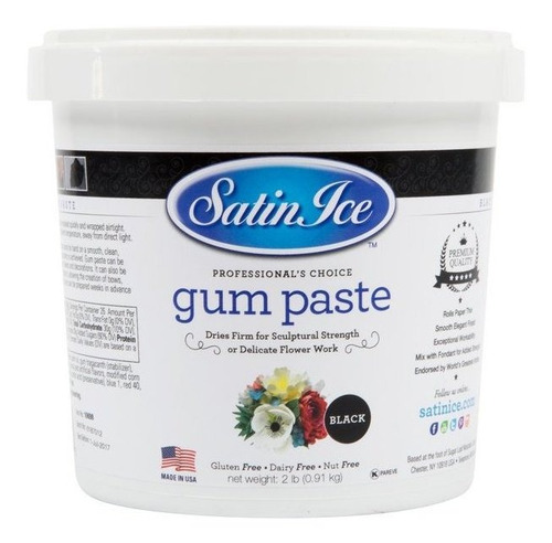 Satin Ice Fondant Pasta Goma Para Modelar Negra 2.27kg 