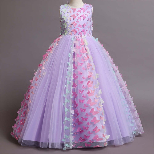 Vestido De Princesa Para Fiesta Con Mariposas Para Niñas, Ve
